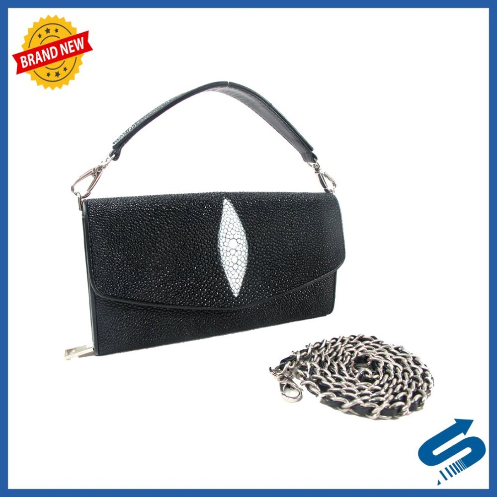 Genuine Stingray Skin Leather Crossbody Bag Purse Shoulder Top Flap
